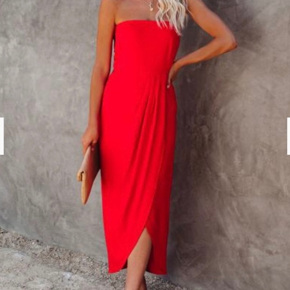 VICI Aglow Strapless Draper Mini Dress